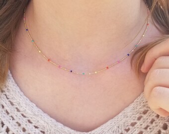 Minimalistic beaded necklace | colorful accessory | dainty necklace | gift for her | simple jewelry | lightweight necklace | beautiful