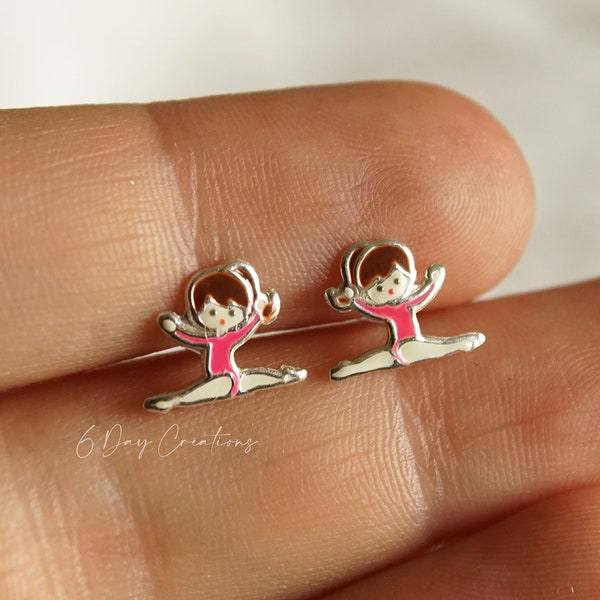 Dancer/gymnast earrings | s925 sterling silver | miniature figurine stud earrings | **hypoallergenic | unique accessories | gift