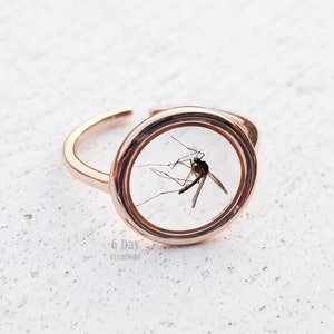 REAL mosquito ring | adjustable bug jewelry | handmade accessory | statement jewelry | real insect in resin | expandable | gift for her