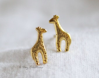 Giraffe stud earrings | s925 sterling silver gold-plated jewelry | **hypoallergenic | animal-themed accessory | gift for animal-lover