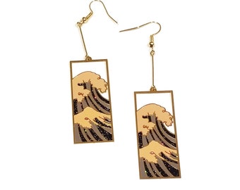 Wave earrings | great wave off kanagawa earrings | Wave drop earrings | gift for her |wanderlust jewelry | custom earrings | ocean earrings