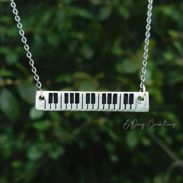 Piano keys necklace | stainless steel | unique music jewelry | minimalistic accessory | teacher gift | gift for her | keyboard bar necklace