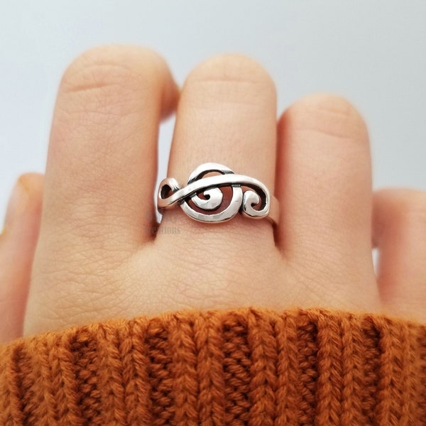 S925 Ring à clef de sol aigu | bijoux de musique en argent sterling | Accessoire minimaliste | anneau d’empilage | Cadeau de professeur de musique | bijoux délicats