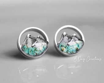 Natural Turquoise mountain earrings | stainless steel | beautiful stone jewelry | stud earring accessory | gift for her | nature jewelry