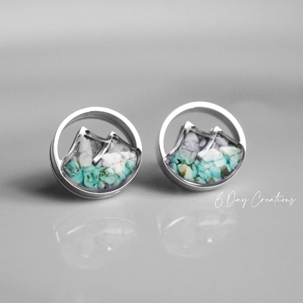 Natural Turquoise mountain earrings | stainless steel | beautiful stone jewelry | stud earring accessory | gift for her | nature jewelry