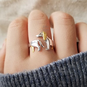 Dachshund ring | .925 sterling silver | adjustable dainty ring | minimalist pet jewelry | dog accessory | gift for pet lover | unique animal