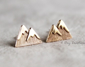 Mountain earrings | .925 sterling silver | hypoallergenic wanderlust earrings | snow-capped mountain peak | stud earrings | traveling gift