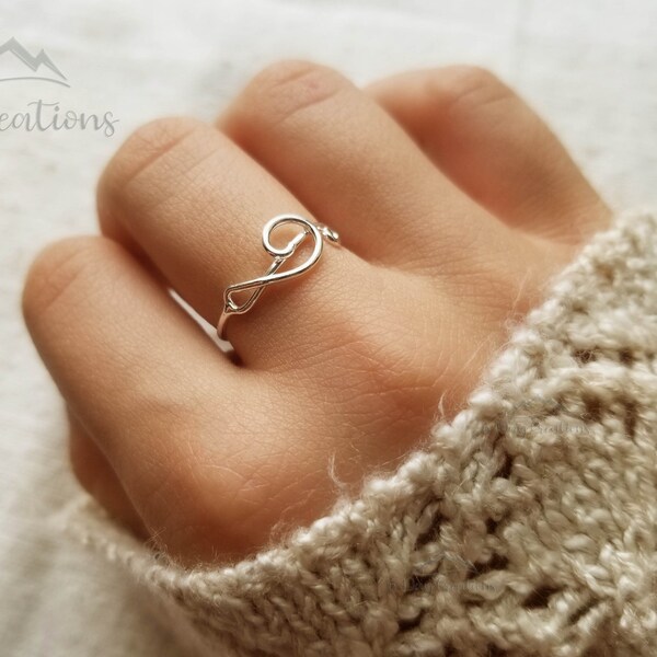 s925 treble clef ring | sterling silver music jewelry | minimalistic accessory | stacking ring | music teacher gift | dainty jewelry | cute
