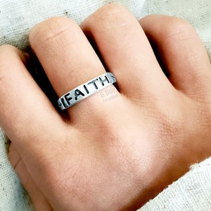 Faith ring | .925 sterling silver | unique Christian cross ring | minimalistic accessory | gift for men or women | stacking band | stamped