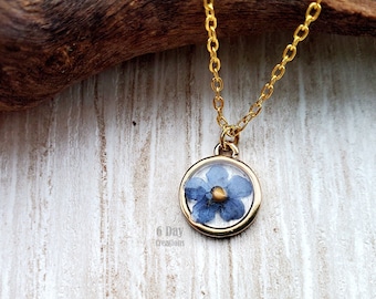 Forget-me-not mustard seed necklace | .925 sterling silver GOLD chain | unique Christian jewelry | Matthew 17:20 | faith Biblical gift