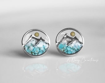 Stone mountain mustard seed earrings | Matthew 17:20 | Faith jewelry | handmade Christian Verse | turquoise/white howlite rock | Bible Gift