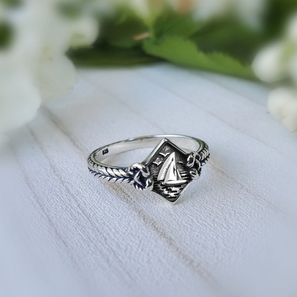 Sailboat Ring | .925 sterling silver | unique ocean jewelry | wanderlust lake cabin jewelry | summer gift  | outdoor sport