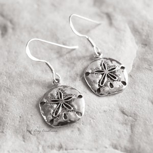 Sand dollar earrings | s925 sterling silver **hypoallergenic hooks | lightweight dangle earrings | sea-themed jewelry | gift for her