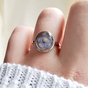 s925 Forget-me-not mustard seed ring | sterling silver faith jewelry | unique biblical gift | Matthew 17:20 | circle ring | handmade gift