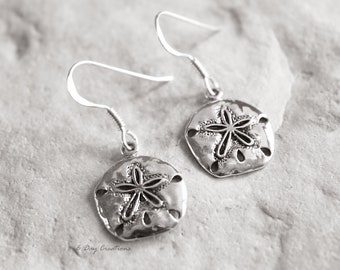 Sand dollar earrings | s925 sterling silver **hypoallergenic hooks | lightweight dangle earrings | sea-themed jewelry | gift for her