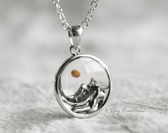 s925 mountain mustard seed necklace | Matthew 17:20 | mustard seed jewelry | Christian necklace | mountain jewelry | faith | handmade