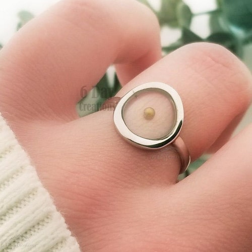 S925 Mustard Seed Ring Sterling Silver Nature Jewelry Etsy