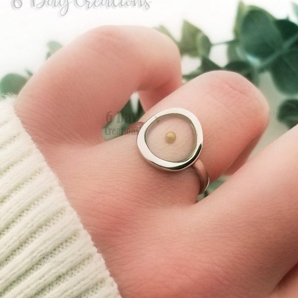 s925 mustard seed ring | sterling silver faith jewelry | unique biblical gift | Matthew 17:20 | large circle ring | handmade gift