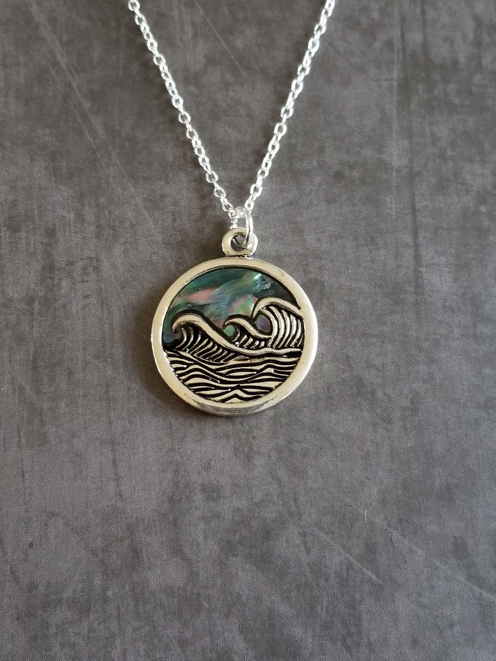 Ocean waves necklace 925 sterling silver chain wanderlust | Etsy