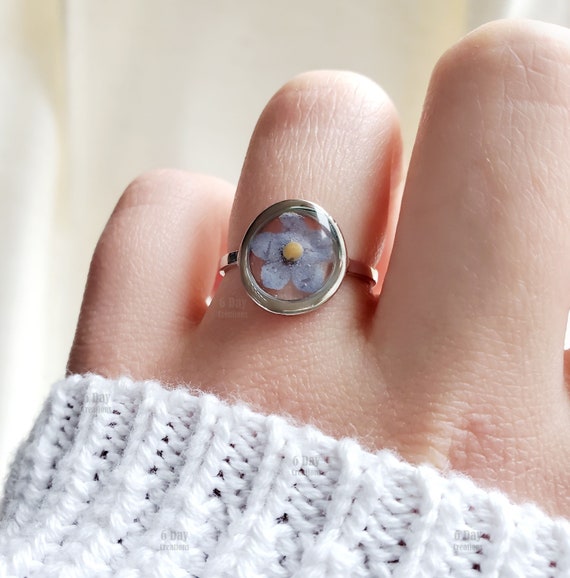 S925 Forget me not Mustard Seed Ring Sterling Silver Faith Jewelry