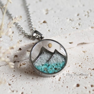 Stone mountain mustard seed necklace | Matthew 17:20 | Faith jewelry | handmade Christian Verse | turquoise/white howlite rock | Bible Gift