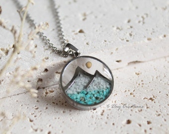 Stone mountain mustard seed necklace | Matthew 17:20 | Faith jewelry | handmade Christian Verse | turquoise/white howlite rock | Bible Gift