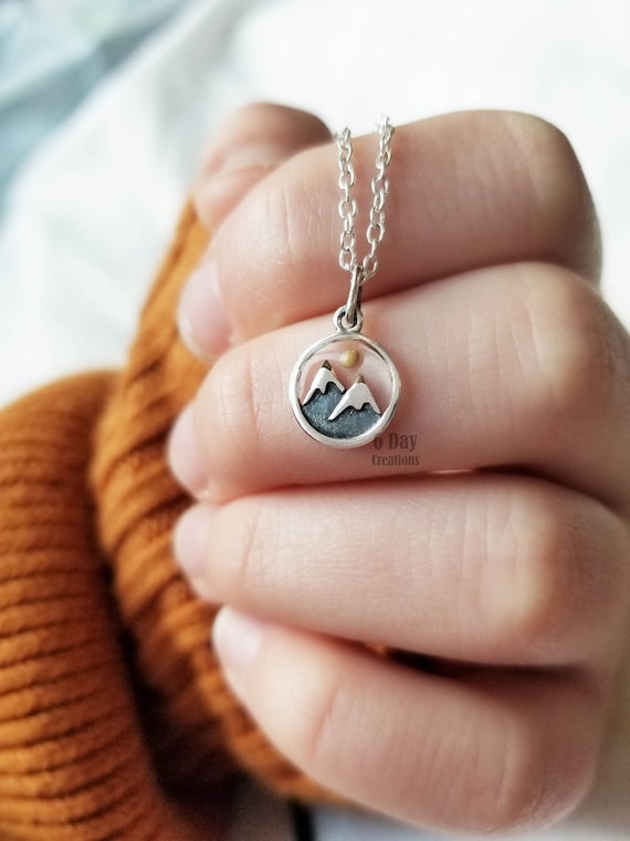 PROESS Collana di semi di senape in argento sterling 925 con ciondolo