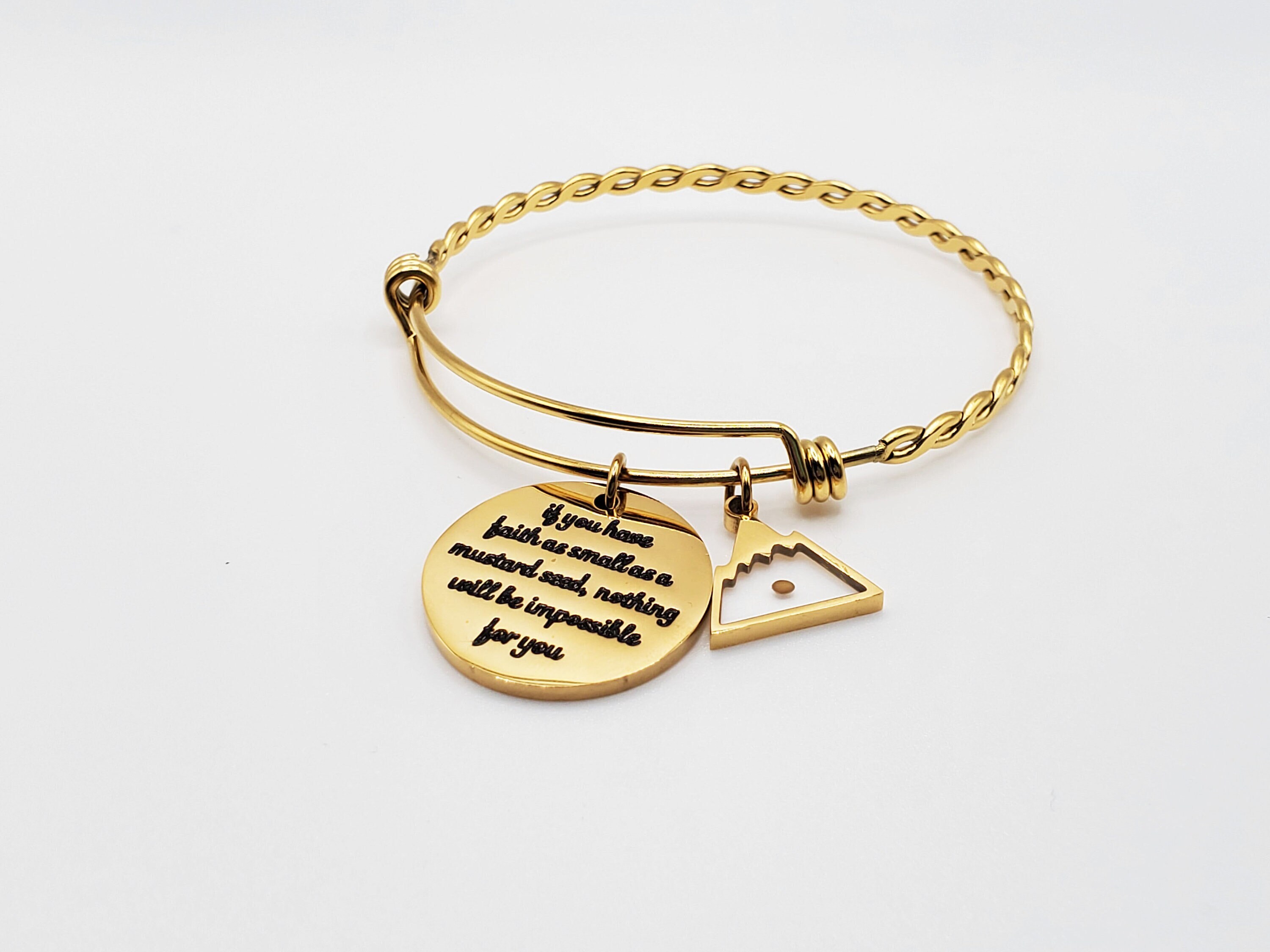 Bracciale In Acciaio Inox E Silicone Nero Con Incisione Biblica Matteo 17:20 - Fede E Speranza - 3