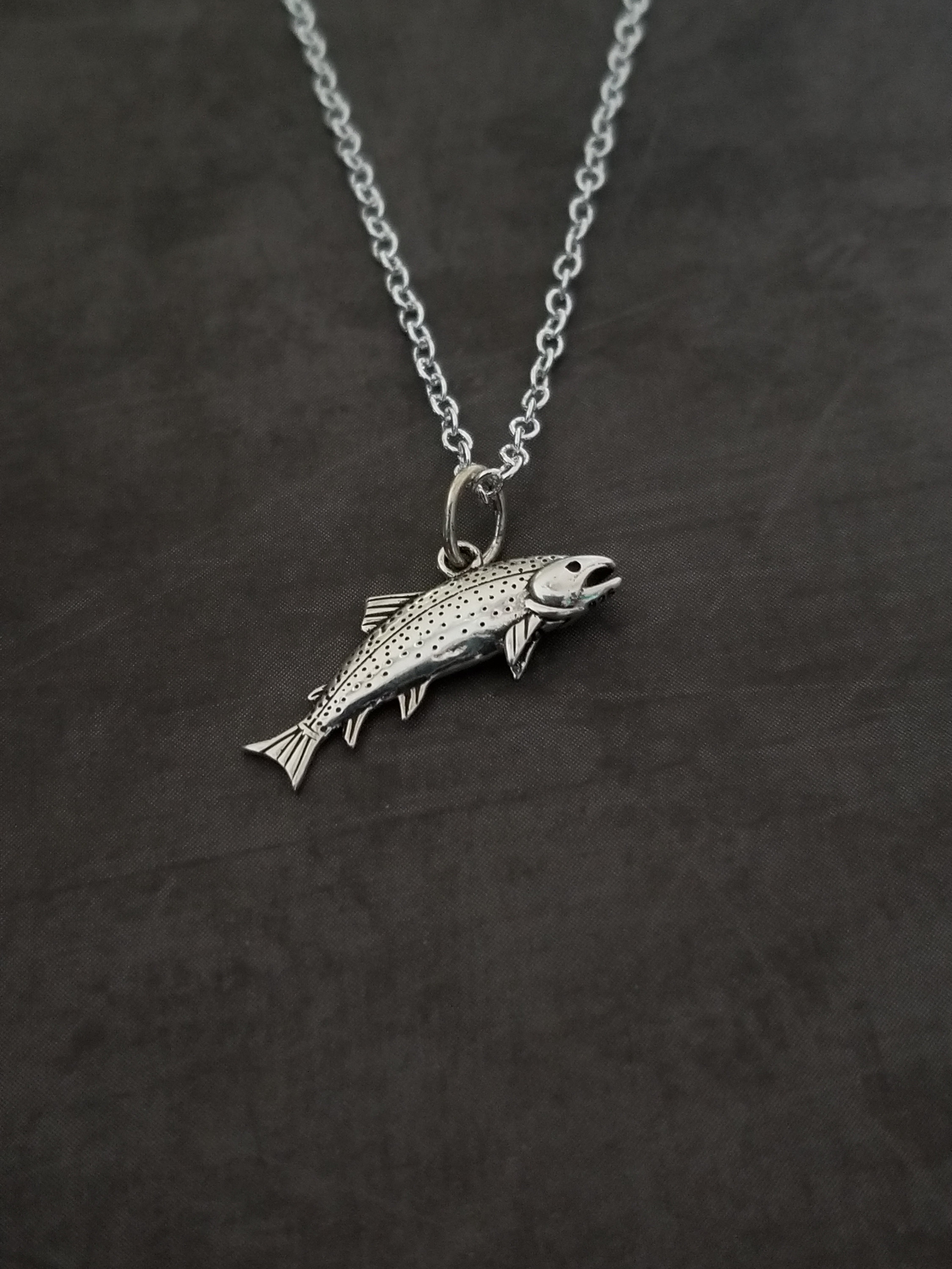 Trout necklace 925 sterling silver minimalist jewelry Etsy