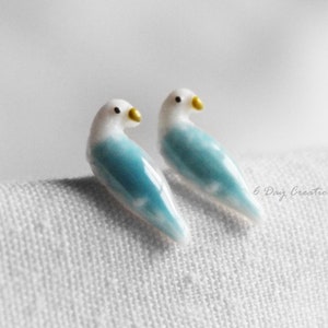 Cute parakeet earrings | ceramic | pet/animal lover | nature | little studs | personalized birds | budgie accessory | parrot parent |