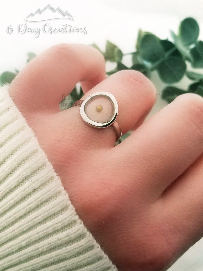 s925 mustard seed ring | sterling silver faith jewelry | unique biblical gift | Matthew 17:20 | large circle ring | handmade gift 