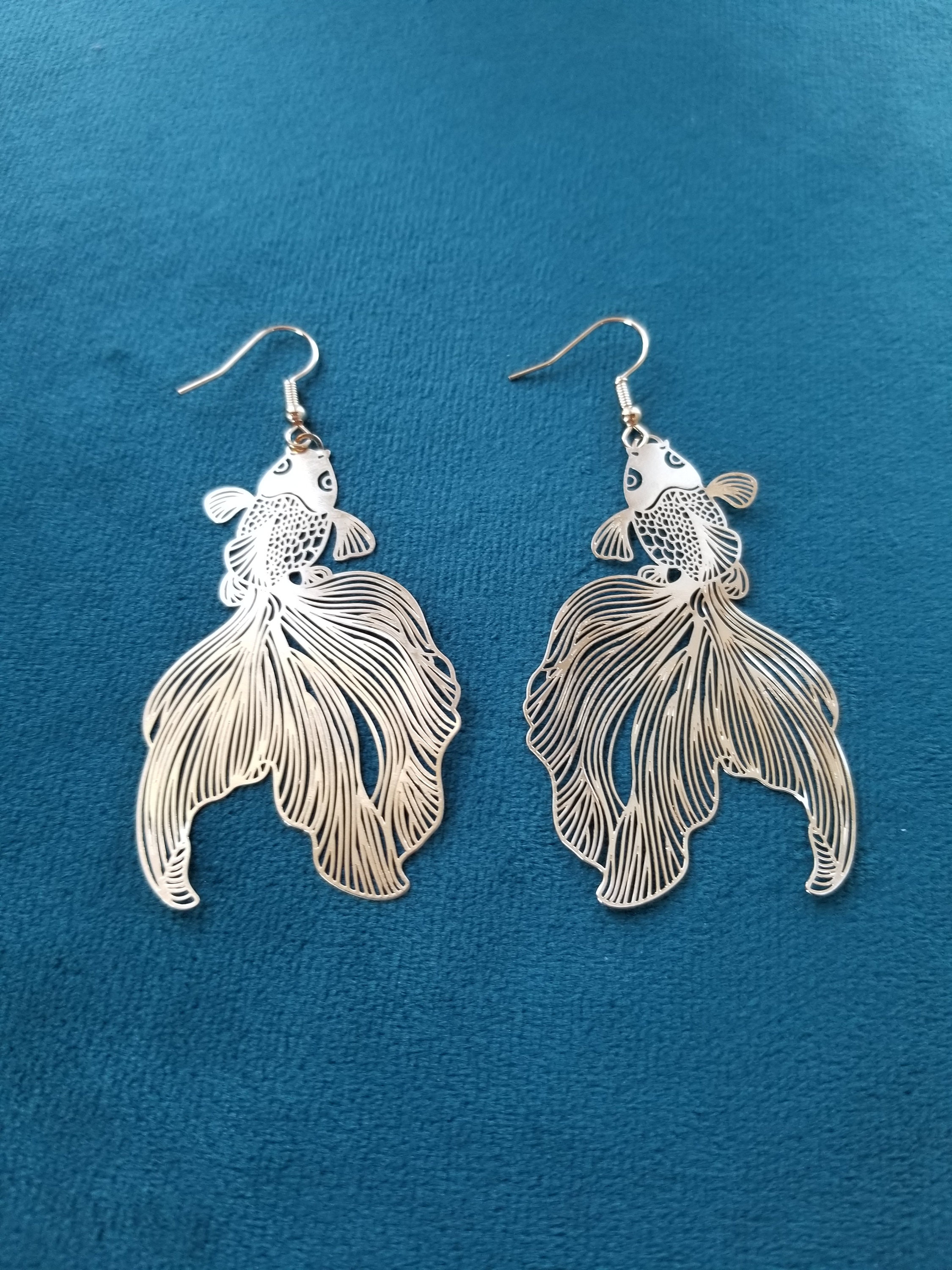 Koi Fish Earrings Gold Fish Earrings Cute Fish Jewelry Etsy