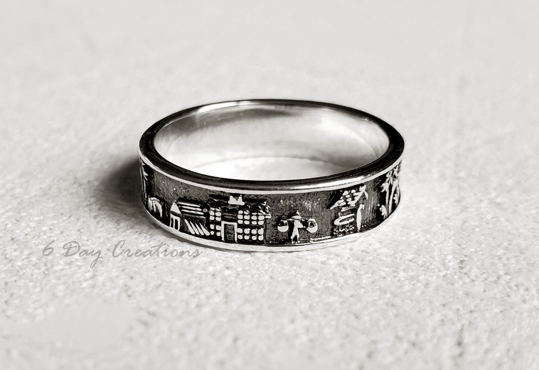 Village Ring S925 Sterling Silver Hypoallergenic Band Etsy