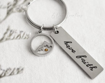 Mustard Seed Keychain | stainless steel | "Have faith" | Matthew 17:20 | Mountain gift | Christian accessory | Biblical gift for her/him