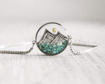 Bracelet - stone mustard seed w/mountain | Matthew 17:20 | Faith jewelry | handmade Christian Verse | turquoise/white howlite rock | Bible