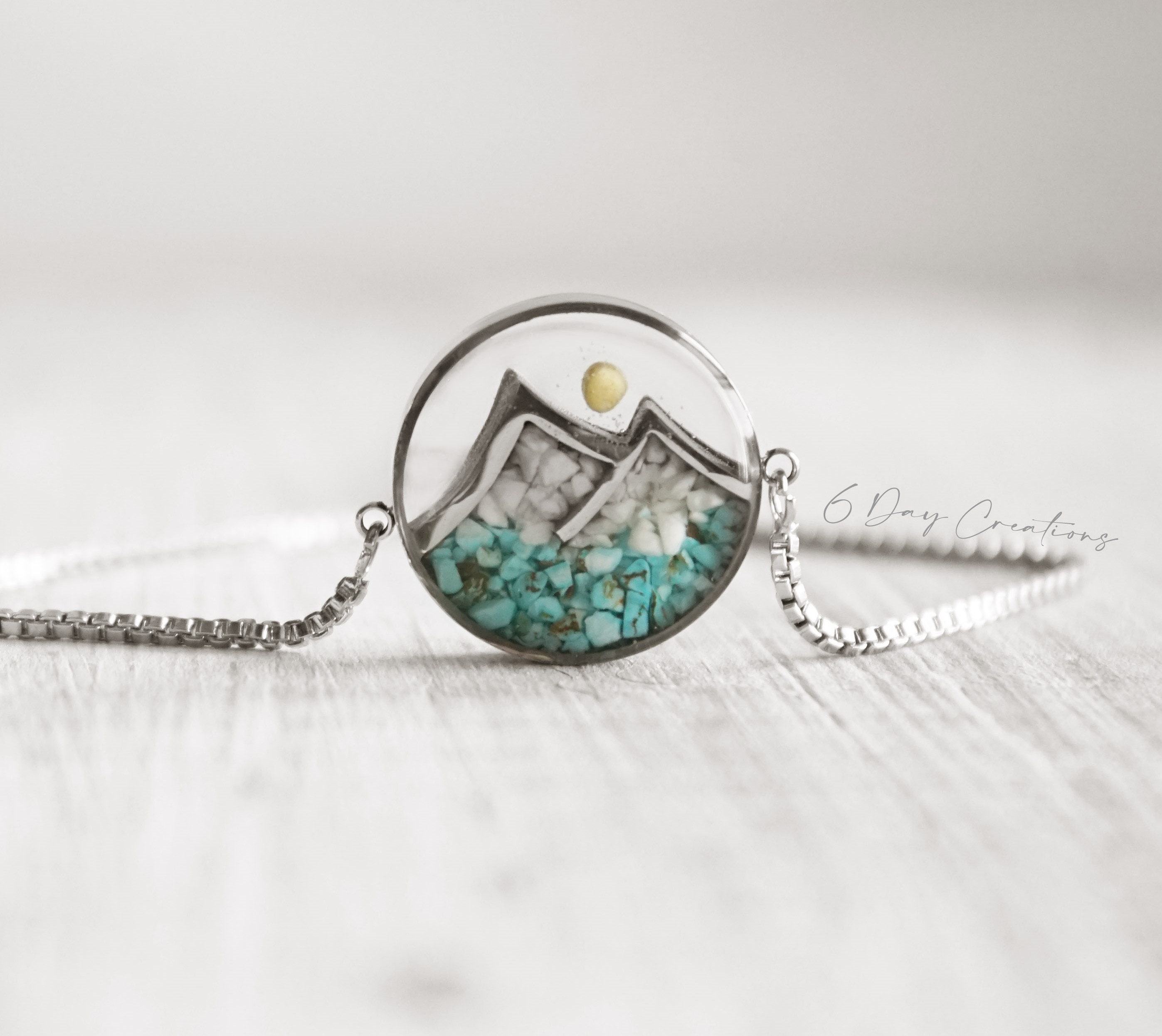 Bracelet - stone mustard seed w/mountain | Matthew 17:20 | Faith jewelry | handmade Christian Verse | turquoise/white howlite rock | Bible