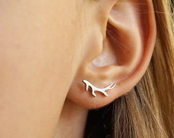 Antler Earrings | gift for her | unique hunting jewelry | Stainless Steel | nature outdoors | animal lover | minimalist |