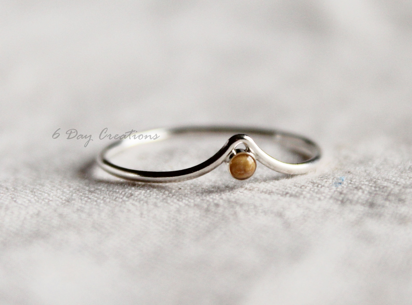 Dainty Chevron Mustard Seed Ring .925 Sterling Silver Gold Etsy