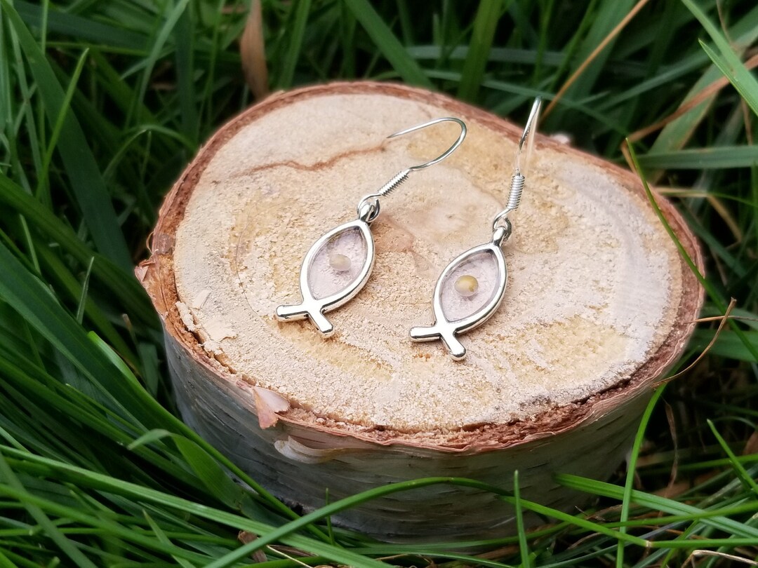 Mustard Seed Earrings 925 Sterling Silver Hooks Handmade Faith Jewelry