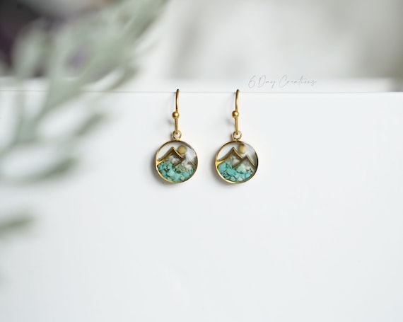 Stone mustard seed earrings | Matthew 17:20 | Faith jewelry | handmade Christian gift | turquoise/white howlite rock | Bible verse | Bible