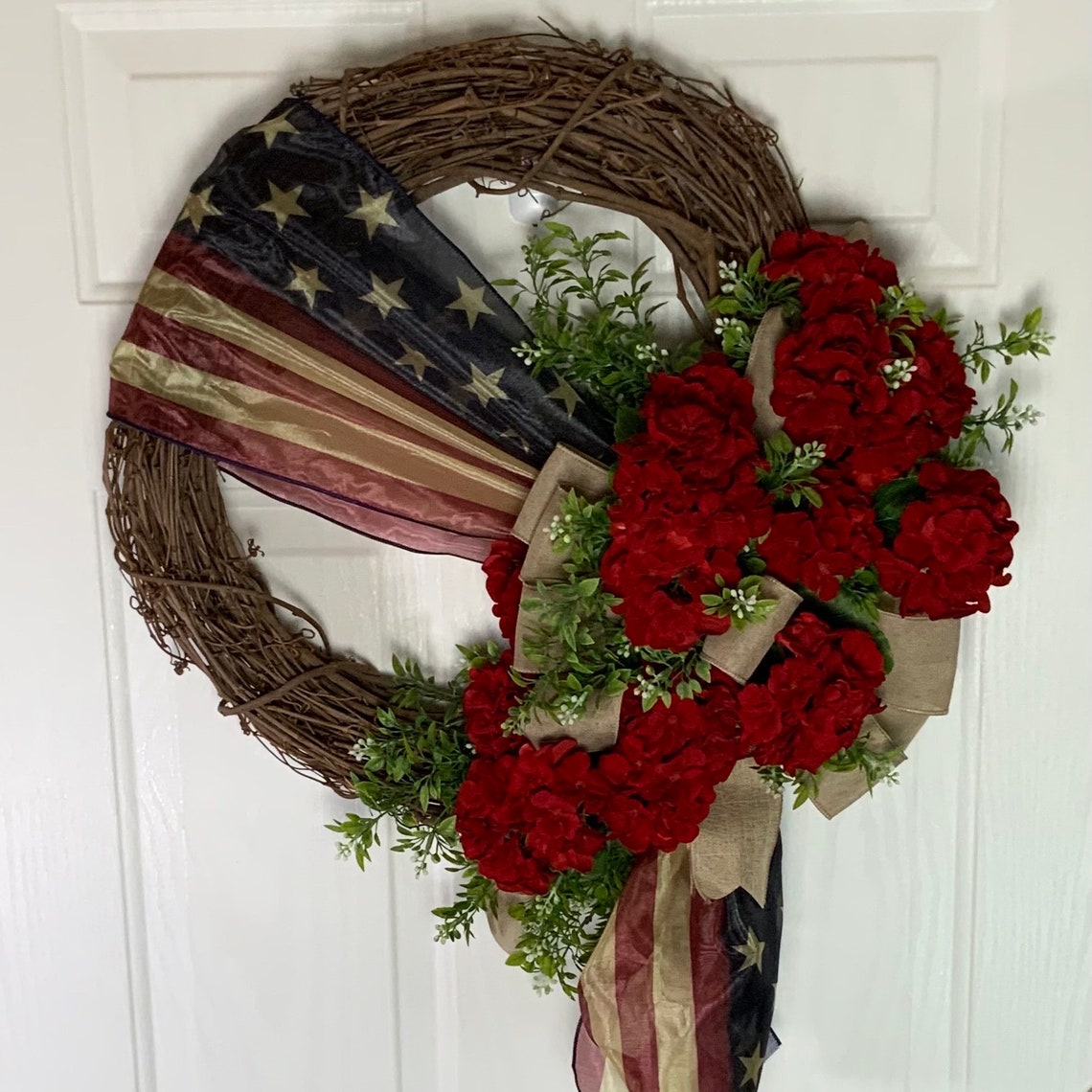 Rustic Patriotic Wreaths for Front Door, 4th of July Wreaths, Farmhouse