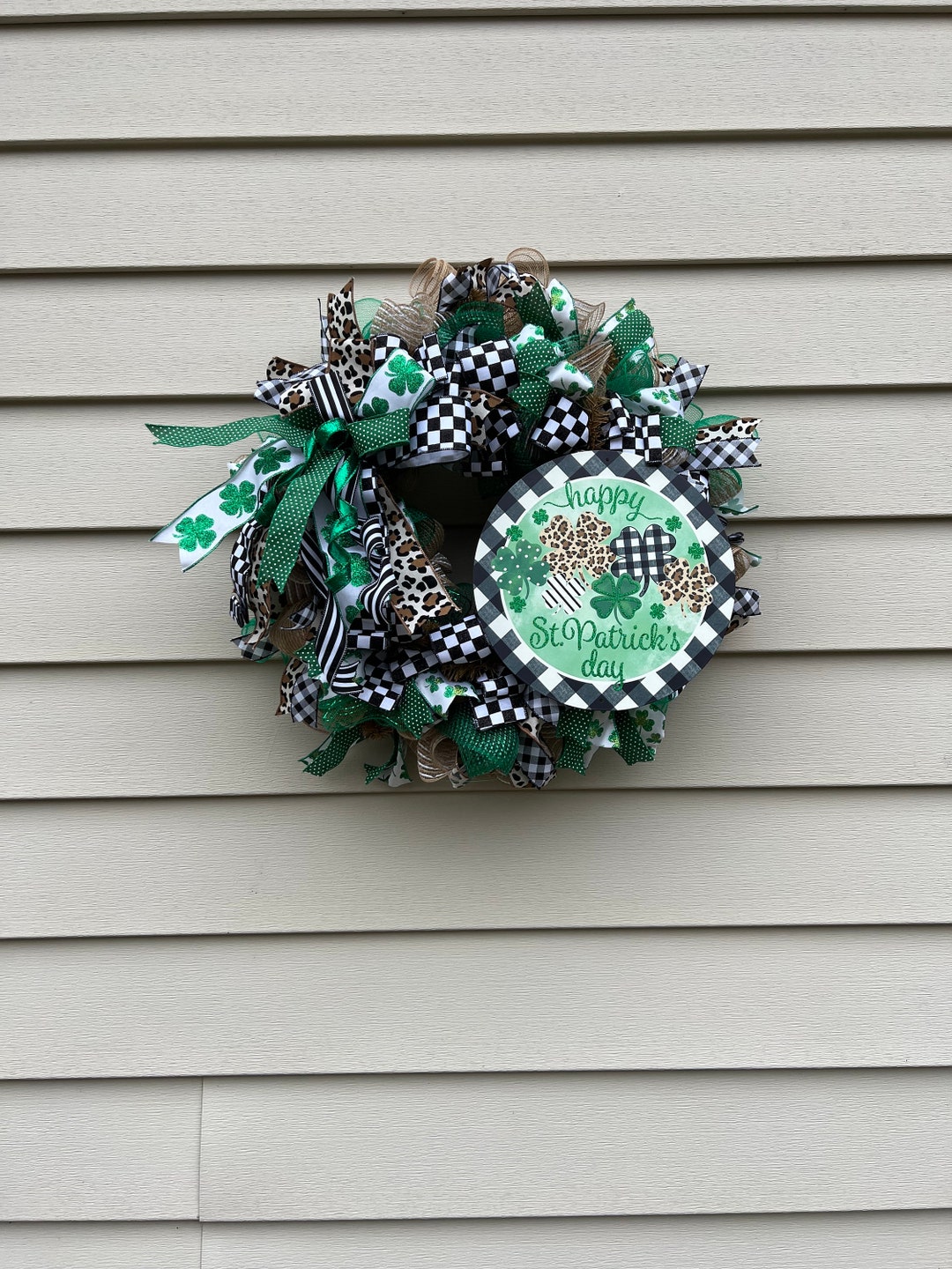 St. Patrick's Day Gnome Wreath With Lights - Shamrock Door Decor With Battery-Operated LED String