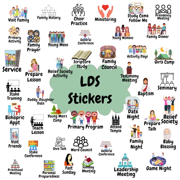 LDS Digital Sticker Pack, Pre-cropped for GoodNotes, Digital Planner Stickerbook, PNG File Included, Use with your digital planner