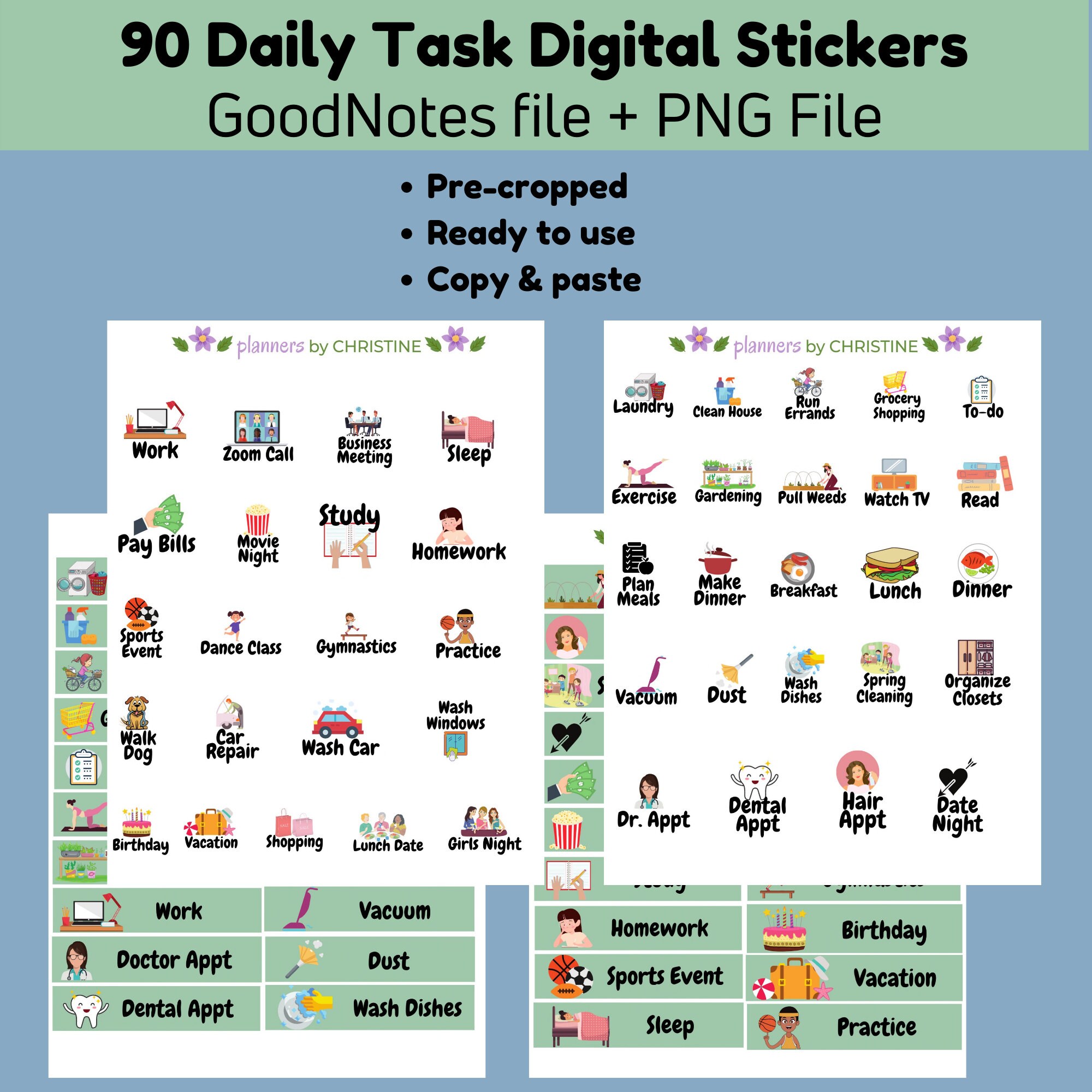 Daily Tasks Digital Stickers Pre-cropped for Goodnotes 5 - Etsy
