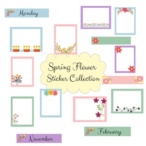 Spring Flower Digital Sticker Collection, Pre-cropped for GoodNotes, Digital Planner Stickerbook, PNG File Included, Stickers for planner