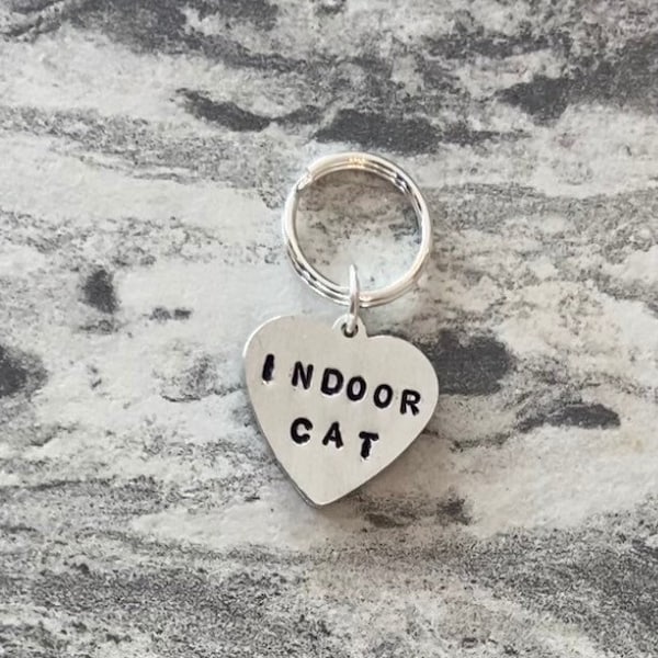 custom hand stamped mini heart pet tag - puppy id tag - kitten id tag - indoor cat tag - double heart mini pet tag