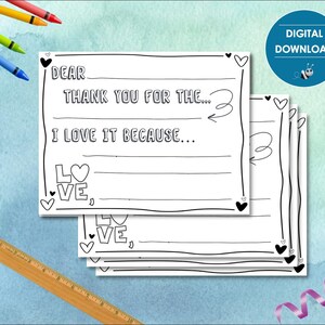 LOVE ~ Farbe Ihrer eigenen Dankeskarte | Digitale Datei Sofort-Download | Grußkarten | Ausmalen in Karten für Kids