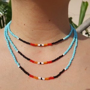 Seed Bead Triple Necklace Gifts for Mom Shinny Colorful Dainty Jewelry Choker Accessories Summer Beach Accessory Gifts for her