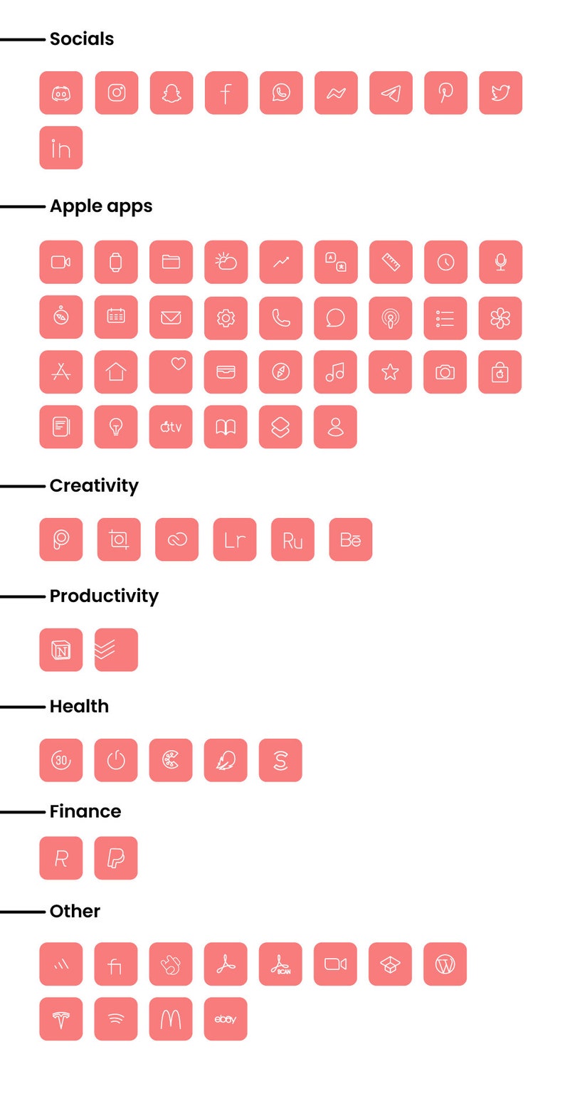 Soft Red Pastel Icon Pack Cute Aesthetic Colors for IOS14 | Etsy