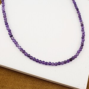 Amethyst Choker – Purple Beaded Necklace, Handmade Boho Crystal Jewelry, Protection Stone